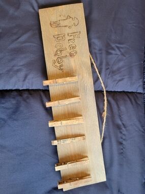 Wooden 'Free Doggy' Sock Hanger in Natural Wood